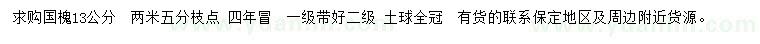 求購(gòu)13公分國(guó)槐