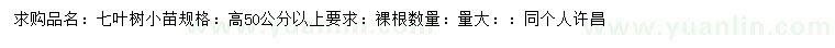 求購高50公分以上七葉樹