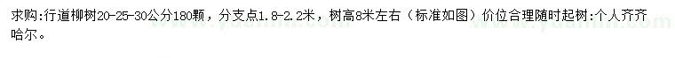 求購20、25、30公分柳樹