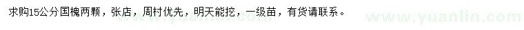 求購15公分國槐