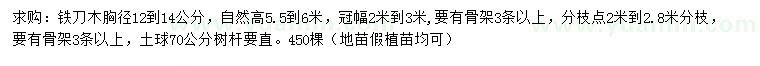 求購胸徑12-14公分鐵刀木