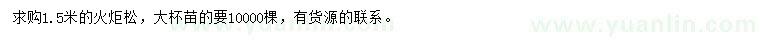 求購1.5米火炬松