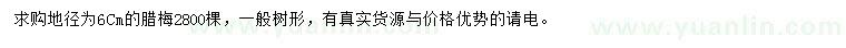 求購(gòu)地徑6公分臘梅