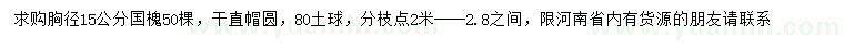 求購胸徑15公分國槐