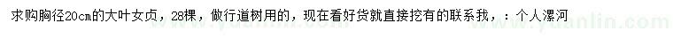 求購(gòu)胸徑20公分大葉女貞