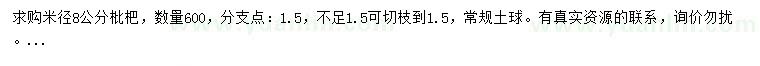 求購(gòu)米徑8公分枇杷