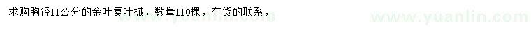 求購胸徑11公分金葉復(fù)葉槭