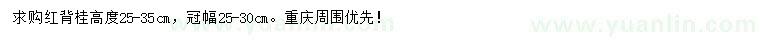 求購冠幅25-30公分紅背桂