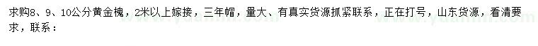 求購(gòu)8、9、10公分黃金槐