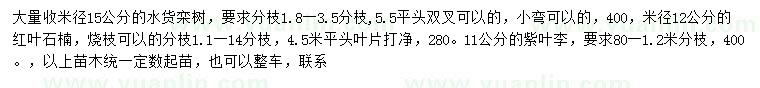 求購欒樹、紅葉石楠、紫葉李