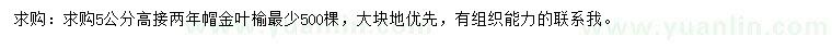求購5公分金葉榆