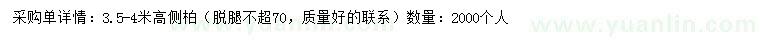 求購高3.5-4米側(cè)柏