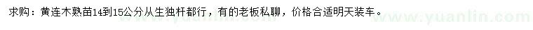 求購14-15公分黃連木