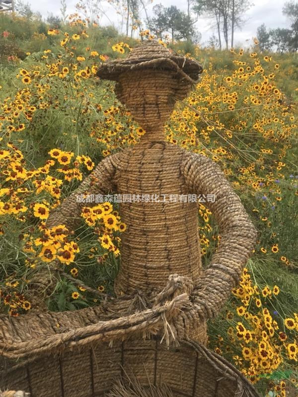 成都稻草雕塑廠家 成都草繩造型 成都稻草屋雕塑 定制稻草工藝