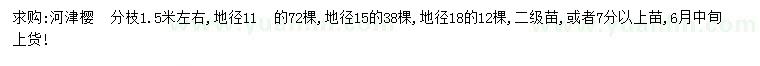 求購地徑11、15、18公分河津櫻
