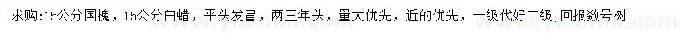 求購15公分國槐、白蠟