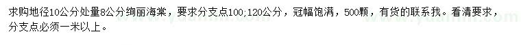求購地徑10公分處量8公分絢麗海棠