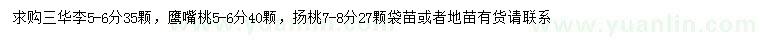 求購三華李、鷹嘴桃、楊桃