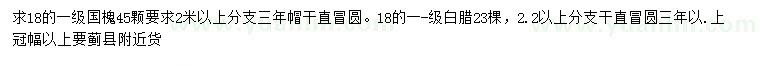求購18公分國槐、白蠟