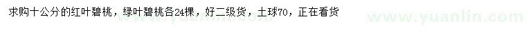 求購10公分紅葉碧桃、綠葉碧桃