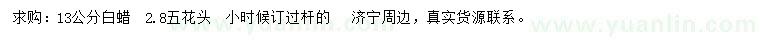 求購13公分白蠟