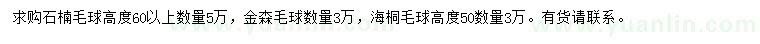 求購(gòu)石楠毛球、金森毛球、海桐毛球