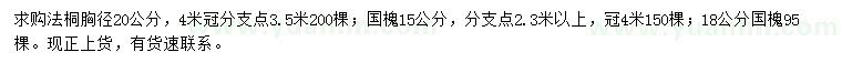 求購胸徑20公分法桐、15、18公分國槐