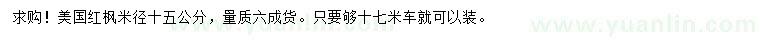 求購米徑15公分美國紅楓