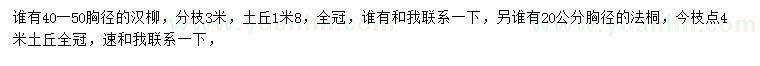 求購胸徑40-50公分旱柳、胸徑20公分法桐