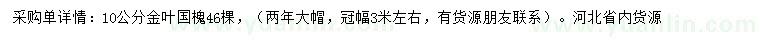 求購10公分金葉國槐