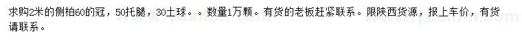 求購2米側(cè)柏