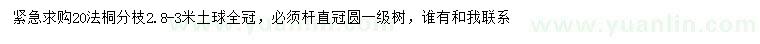 求購20公分法桐