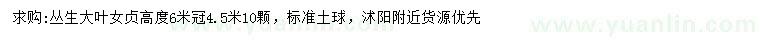 求購高6米叢生大葉女貞