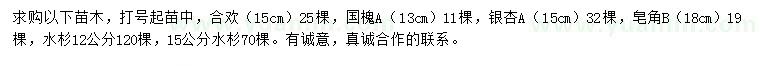 求購合歡、國槐、銀杏等