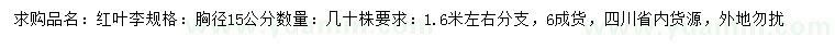求購(gòu)胸徑15公分紅葉李