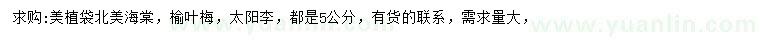 求購(gòu)北美海棠、榆葉梅、太陽(yáng)李