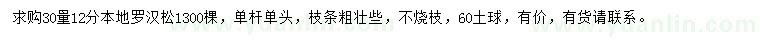 求購30量12公分羅漢松