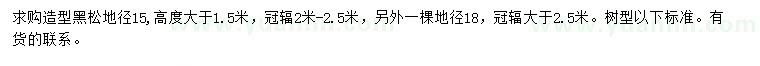 求購地徑15、18公分黑松