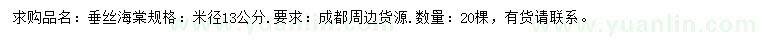 求購(gòu)米徑13公分垂絲海棠