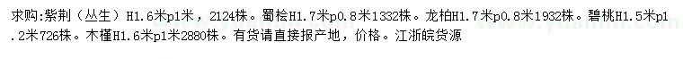 求購(gòu)叢生紫荊、蜀檜、龍柏等
