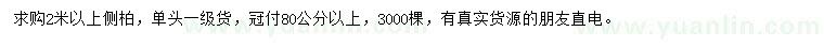 求購(gòu)2米以上側(cè)柏