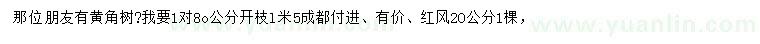 求購80公分黃角樹、20公分紅楓