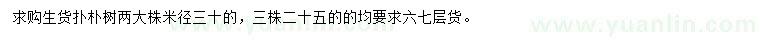 求購米徑25、30公分樸樹