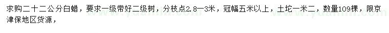 求購22公分白蠟