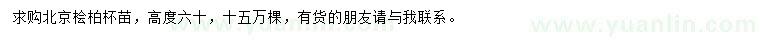 求購高60公分北京檜柏