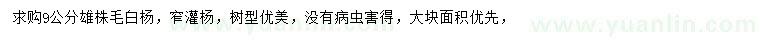 求購(gòu)9公分毛白楊、窄灌楊
