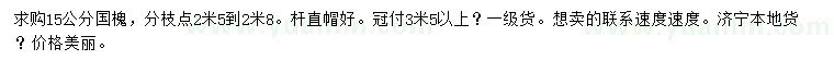 求購(gòu)15公分國(guó)槐