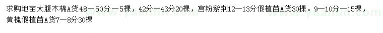 求購木棉、宮粉紫荊、黃槐