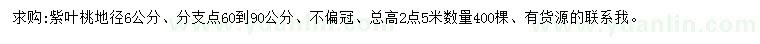 求購地徑6公分紫葉桃