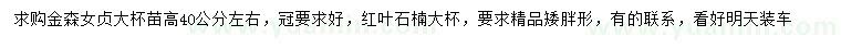 求購高40公分左右金森女貞、紅葉石楠